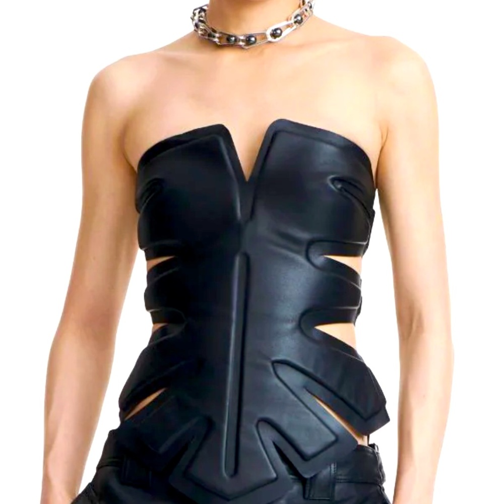 Dion Lee Leather Padded leaf Corset AUS6 US2